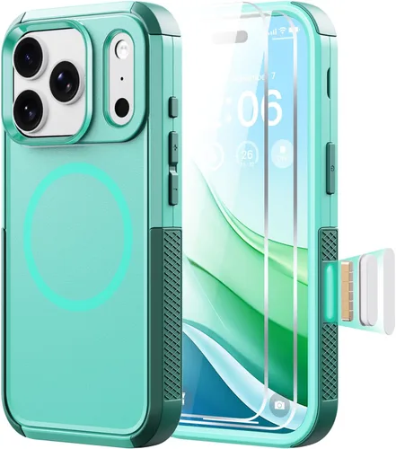 Vista 18 de Diverbox Funda para iPhone 13 [compatible con MagSafe] [con protector de pantalla] [a prueba de golpes] [a prueba de caídas] Funda de protección