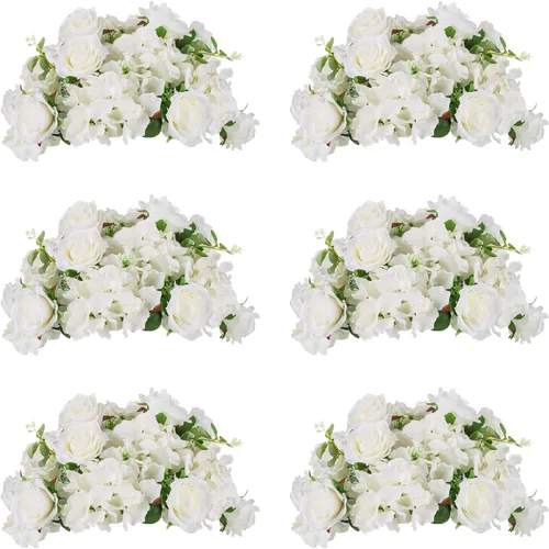 Vista 31 de Bolas de flores burdeos para centros de mesa: 11.8 pulgadas de diámetro, juego de 6