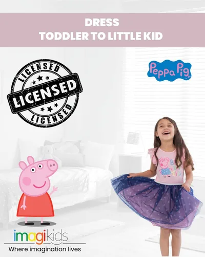 Vista 2 de Peppa Pig Vestido de manga corta para niñas pequeñas