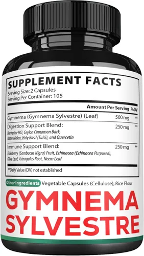 Vista 8 de Satoomi 1000mg Gymnema Sylvestre Suplementos - 210 Cápsulas - Extracto de Gymnema 20:1 con berberina HCl, Quercetina y más - Apoyo para la salud