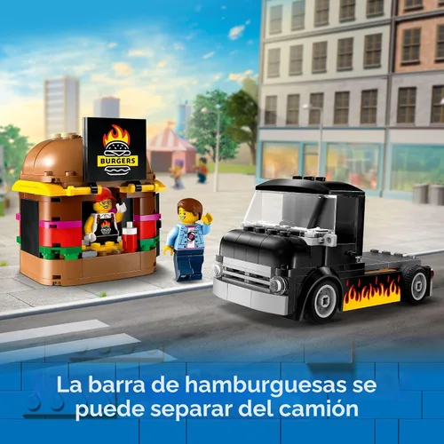 Vista 3 de LEGO City Camión de Hamburguesas - Juego de Construcción de Juguetes, Regalo Divertido para Niños de 5 años en Adelante, Camioneta de Hamburguesas