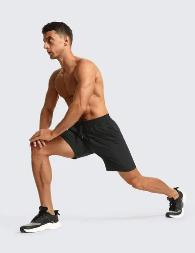 Vista 5 de CRZ YOGA Pantalones cortos de entrenamiento sin forro para hombre, 7 pulgadas, secado rápido, para correr, deportes, gimnasio, con bolsillos