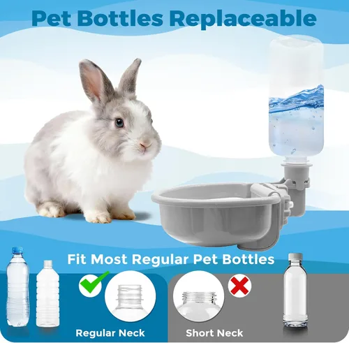 Vista 2 de Vannon Botella de agua para mascotas de 16oz, dispensador de tazón de agua por gravedad para jaula, dispensador de agua anti-desbordamiento