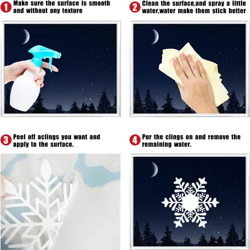 Vista 6 de Calcomanías navideñas para ventana, 9 hojas, 262 unidades, reutilizables, de doble cara, estampadas, autoadhesivas, para fiestas de invierno
