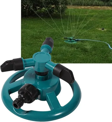Vista 9 de Sistema de riego automático giratorio de 360 grados con manguera de 3 boquillas para riego de jardín de patio grande