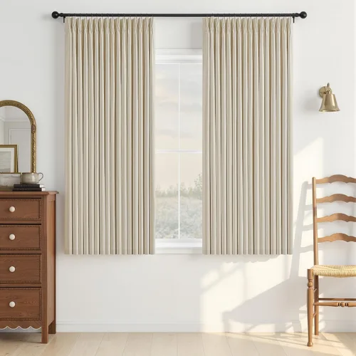 Vista 75 de Cortinas opacas de lino plisado natural de 96 pulgadas de largo