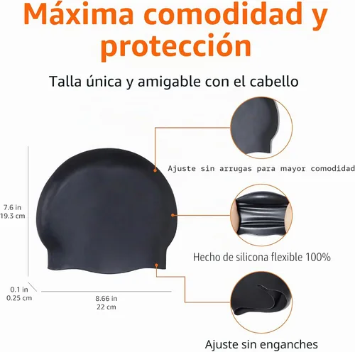 Vista 2 de Amazon Basics - Gorro de natación de silicona