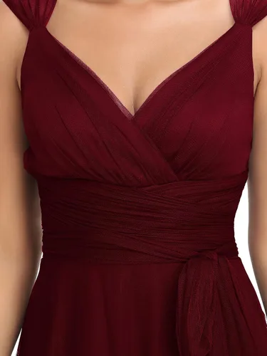 Vista 5 de Ever-Pretty Elegante cuello en V para mujer con cintura de fajín de una línea maxi de tul vestido cruzado vestidos de dama de honor 07303-USA