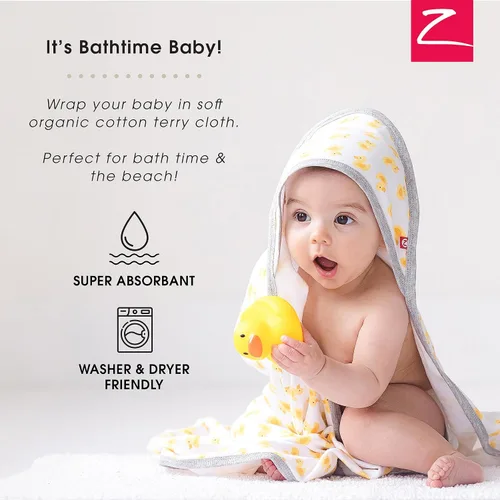 Vista 5 de Zutano Toallas de bebé con capucha, toalla de baño de algodón orgánico, toalla de bebé ultra suave y absorbente para recién nacidos y bebés, juego
