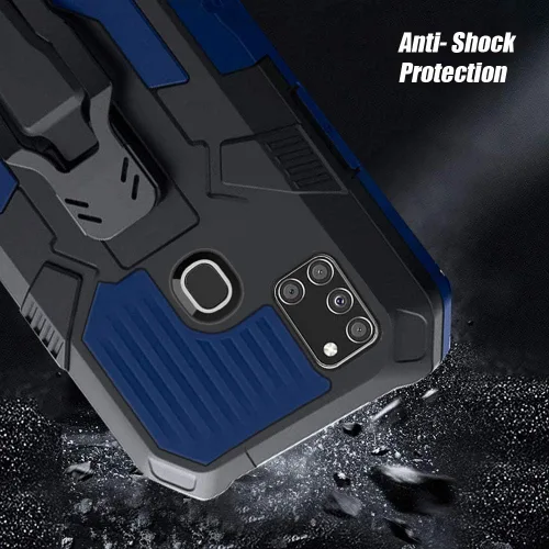 Vista 2 de Funda compatible con Samsung Galaxy A21S, con [2 unidades] con protector de pantalla de vidrio templado, funda protectora probada contra caídas