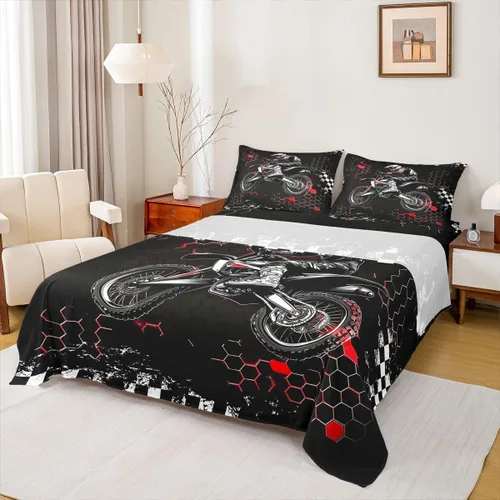 Vista 8 de Castle Fairy Juego de sábanas de motocross tamaño twin, juego de ropa de cama verde con diseño de panal ombré, decoración de habitación de niños