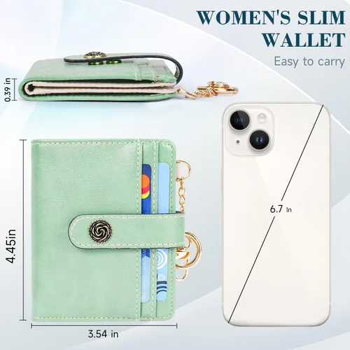 Vista 2 de APHISON Cartera pequeña para mujer, con bloqueo Rfid, de piel, delgada, plegable, con tarjetero y bolsillo para monedas