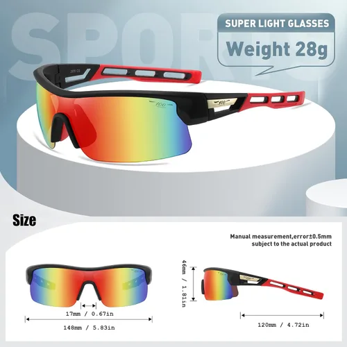 Vista 2 de Gafas de sol deportivas polarizadas para hombres y mujeres, TR90 UV 400, protección FHD lente ligera
