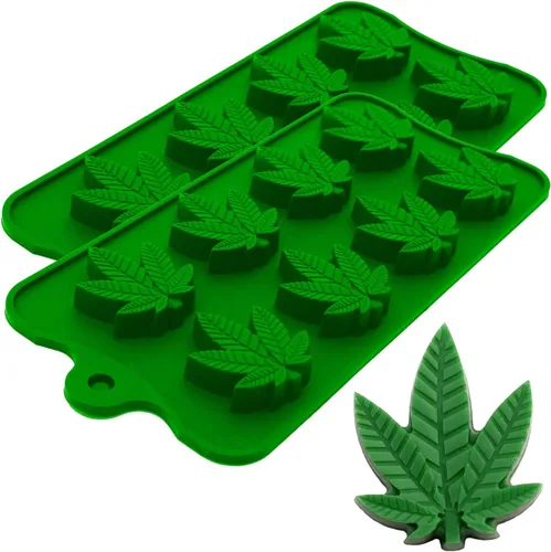 Vista 7 de PJ BOLD Moldes de silicona de hoja de cáñamo de marihuana para molde de caramelo de gomitas de chocolate, paquete de 2