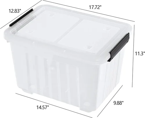 Vista 2 de Ggbin Caja de almacenamiento transparente de 30 cuartos de galón con ruedas, juego de 4 Plástico