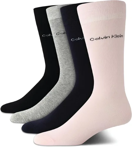 Vista 18 de Calvin Klein Calcetines de vestir para hombre, paquete de 4 unidades, mezcla de algodón suave, calcetines a rayas, calcetines largos casuales