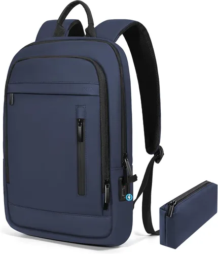 Vista 11 de Mochila de negocios para hombres antirrobo resistente al agua mochila de desplazamiento para portátil de 15.6 pulgadas para el trabajo diario, Negro