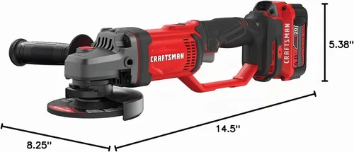 Vista 15 de CRAFTSMAN V20 Kit de herramientas de amoladora angular inalámbrica, 4-1/2 pulgadas, batería y cargador incluidos (CMCG400M1)