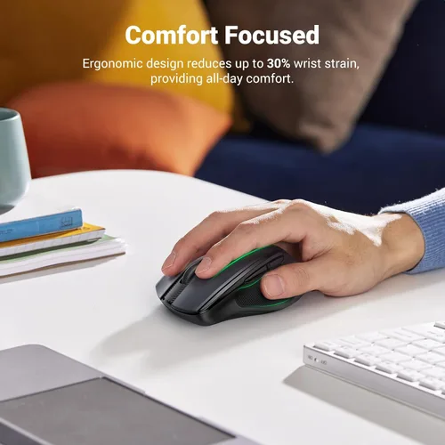 Vista 2 de UGREEN Mouse inalámbrico de 2.4 G con receptor USB, 5 niveles de 4000 DPI, 6 botones, 18 meses de duración de la batería, mouse inalámbrico