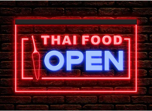Vista 18 de 110228 Thai Food Open Thailand Restaurant Cafe Bar Display LED Light Neon Sign (16 Colors By Remote, 12" X 8")