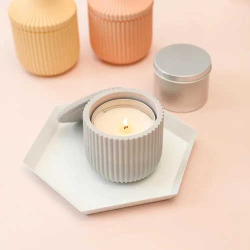 Vista 6 de Boowan Nicole Carousel - Moldes de silicona para tarro de vela de cemento de concreto con lata de vela de 6 onzas, almacenamiento de bricolaje