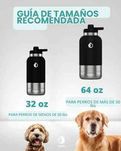Vista 5 de Botella de agua para perros, botella de agua de viaje aislada para perros, dispensador de botellas de agua para mascotas de acero inoxidable