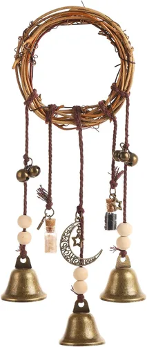Vista 12 de Campanas de bruja para pomo de puerta para protección Campanas colgantes de viento Campanas decorativas hechas a mano para decoración bohemia