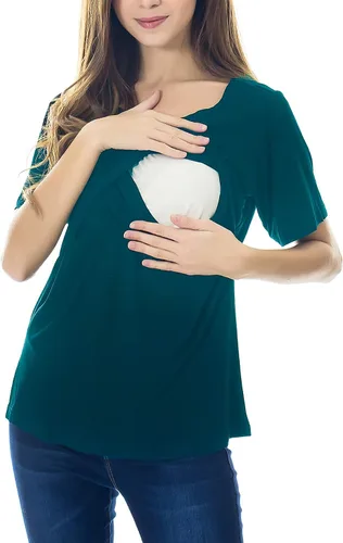 Vista 3 de Smallshow - Camisetas de mujer para maternidad, manga corta prendas de lactancia