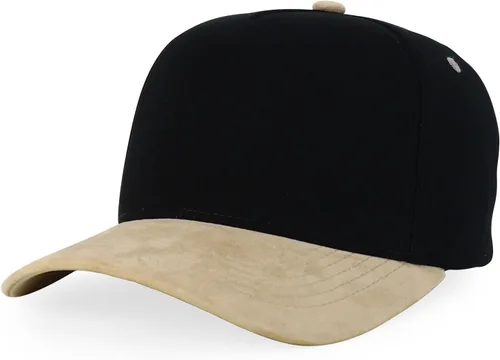 Vista 25 de Trendy Apparel Shop Gorra de béisbol combinada de 5 paneles de algodón y gamuza Piedra real