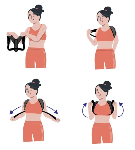 Vista 2 de Corrector de postura para mujeres y hombres, alisador de espalda ajustable y proporciona alivio del dolor del cuello, espalda y hombros, alisador