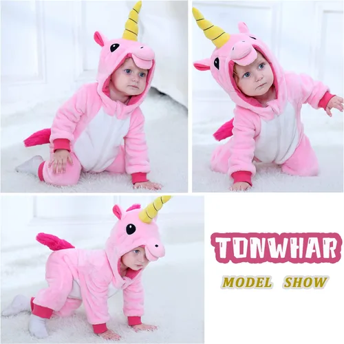 Vista 5 de TONWHAR Disfraz de Halloween para bebés y niños pequeños, traje de nieve para niños (3.5-4.5 añosaltura 41-46 pulgadas, unicornio rosa)