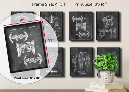 Vista 5 de Regalos de baterista para hombres y mujeres, decoración de estudio de música, juego de 6 (8 x 10 pulgadas) impresiones artísticas enmarcadas