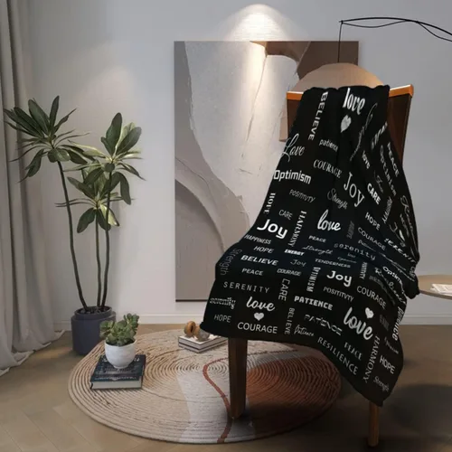 Vista 3 de Manta curativa, manta de regalo para mujeres y hombres, cálido regalo inspirador, manta de forro polar suave con energía positiva, comodidad, amor