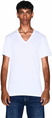 Vista 31 de Armani Exchange Camiseta de manga corta con cuello en V de algodón Pima para hombre Beacon Blue