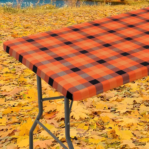 Vista 40 de Smiry Mantel cuadrado de pícnic, manteles de vinilo elásticos impermeables, fundas de mesa de lana cuadriculada con parte trasera de franela