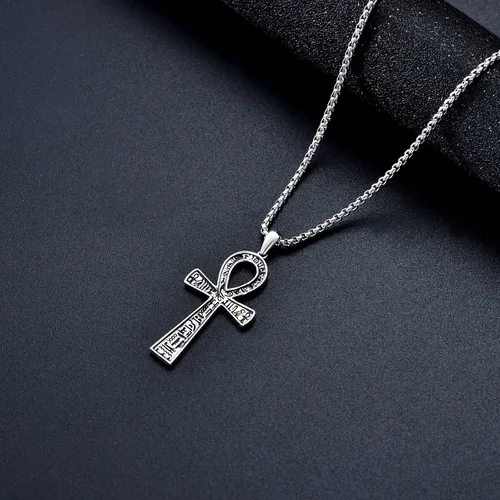 Vista 5 de SLIACETE 925 Sterling Silver Ankh CrossStethoscopeAngelMoonPink RibbonEvil EyeSnowflakePlanetMountain Pendant Necklace Jewelry Gift for Women
