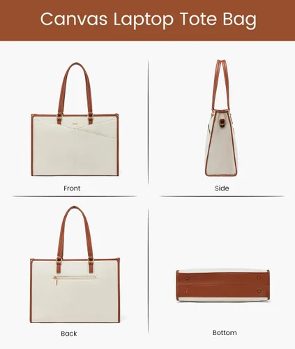 Vista 9 de LOVEVOOK Bolsa para laptop para mujer, bolsa de trabajo para laptop de 15.6 pulgadas, bolsa de trabajo Cancas, bolso casual para viajes, bolsas