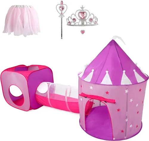 Vista 7 de Regalo para niños pequeños y niñas, piscina de pelotas, carpa de juego y túneles para niños, el mejor regalo de cumpleaños para niños de 3, 4 y 5