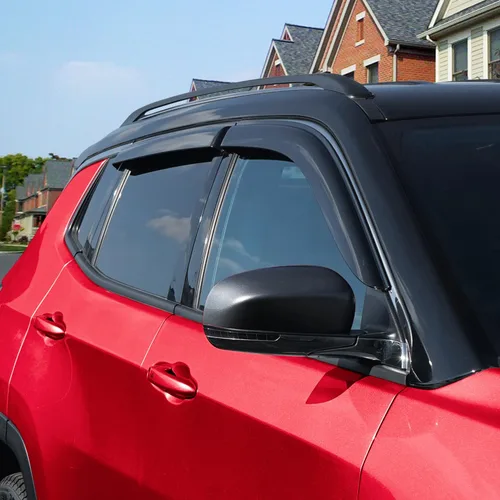 Vista 2 de Voron Glass Protectores de lluvia extra duraderos con cinta adhesiva para Jeep Compass 2017-2025, deflectores de ventana, viseras de ventana