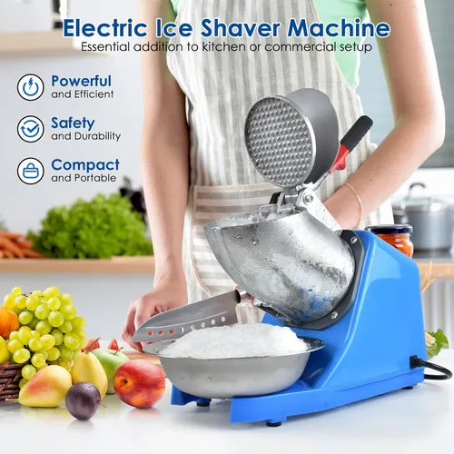 Vista 2 de Máquina eléctrica de hielo afeitado, con picahielo y cuchara, 3 cuchillas de máquina eléctrica de cono de nieve (300 W, 2200 r/min), máquina
