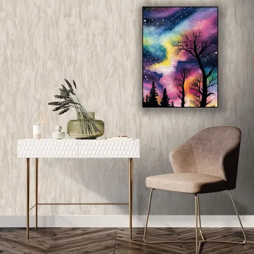Vista 3 de CoHraeu Kits de pintura de diamante D para adultos, kits de pintura de diamantes de árbol de estrella, arte de gemas de arte de diamantes