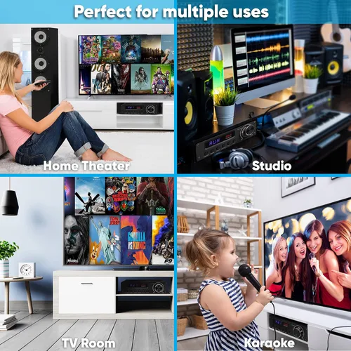 Vista 7 de Amplificador de audio inalámbrico Pyle Bluetooth para el hogar - Receptor estéreo de potencia para cine en casa de 100 W, 5.1 canales, sonido