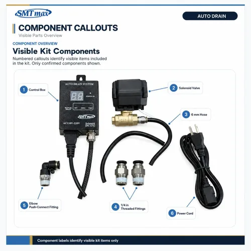 Vista 7 de Kit de válvula de drenaje de tanque de compresor de aire automático 110V 220V SMTmax