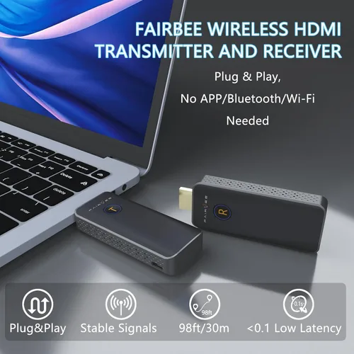 Vista 9 de Transmisor y receptor HDMI inalámbrico, salida de decodificación 4K 1080P, kit extensor inalámbrico HDMI portátil Plug&Play, soporte 5.8G/2.4G