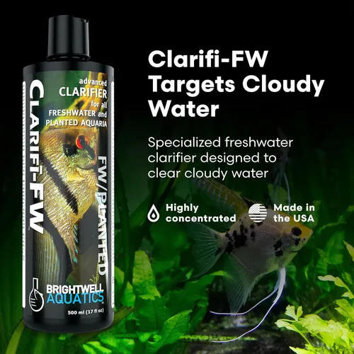 Vista 2 de Brightwell Aquatics Clarifī-FW Clarificador de agua dulce para acuario de agua cristalina eliminando nubosidad y partículas suspendidas mediante