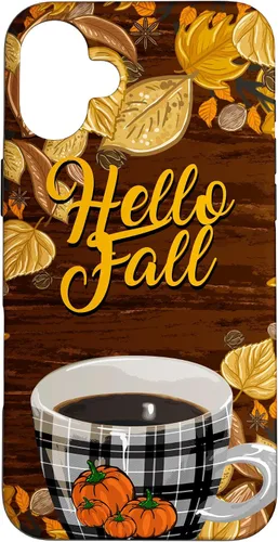 Vista 22 de Funda para iPhone 16 Hello Fall Leaves Coffee Cup Pumpkin Autumn Thanksgiving Case