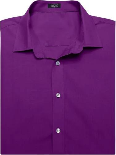 Vista 6 de COOFANDY Camisas de vestir para hombre, sin arrugas, manga corta, casual, con botones