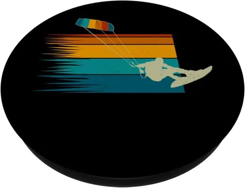 Vista 2 de Kitesurfer Kiteboard Kitesurf Vintage-Surf Kitesurf PopSockets Adhesivo PopGrip