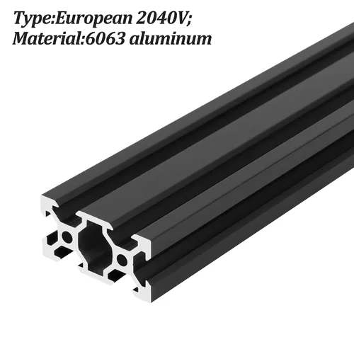 Vista 2 de Extrusión de aluminio 2040 V, 2 piezas de 100 mm de 2040 ranura en V estándar europeo anodizado perfil de aluminio negro extrusión de riel lineal