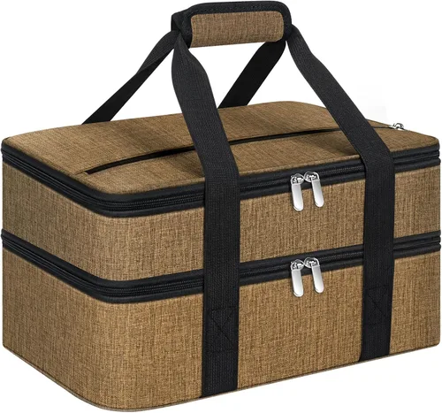 Vista 22 de Porta cacerolas aislado, porta ollas portátil para alimentos calientes o fríos, bolsa de lasaña para almuerzo para fiestas de comida, se adapta a